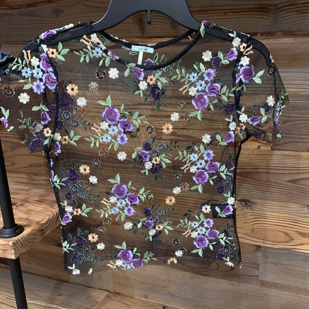 Delicate lace embroidered crop top